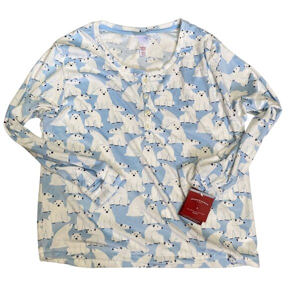 Target Polar Bear Soft Holiday Matching Family Pajama Set Wondershop™ Blue Large - Picture 4 of 13